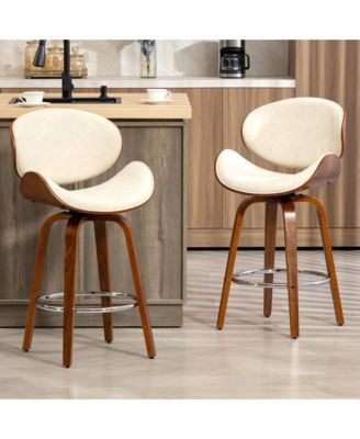 Swivel Bar Stools Set of 2, 26 Inches Mid-Century Modern Counter Height Bar Stools