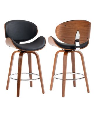 Swivel Bar Stools Set of 2, 26 Inches Mid-Century Modern Counter Height Bar Stools