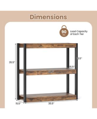 3 Tier Wooden Bookcase Display Shelf with Dual Anti Tip Kits
