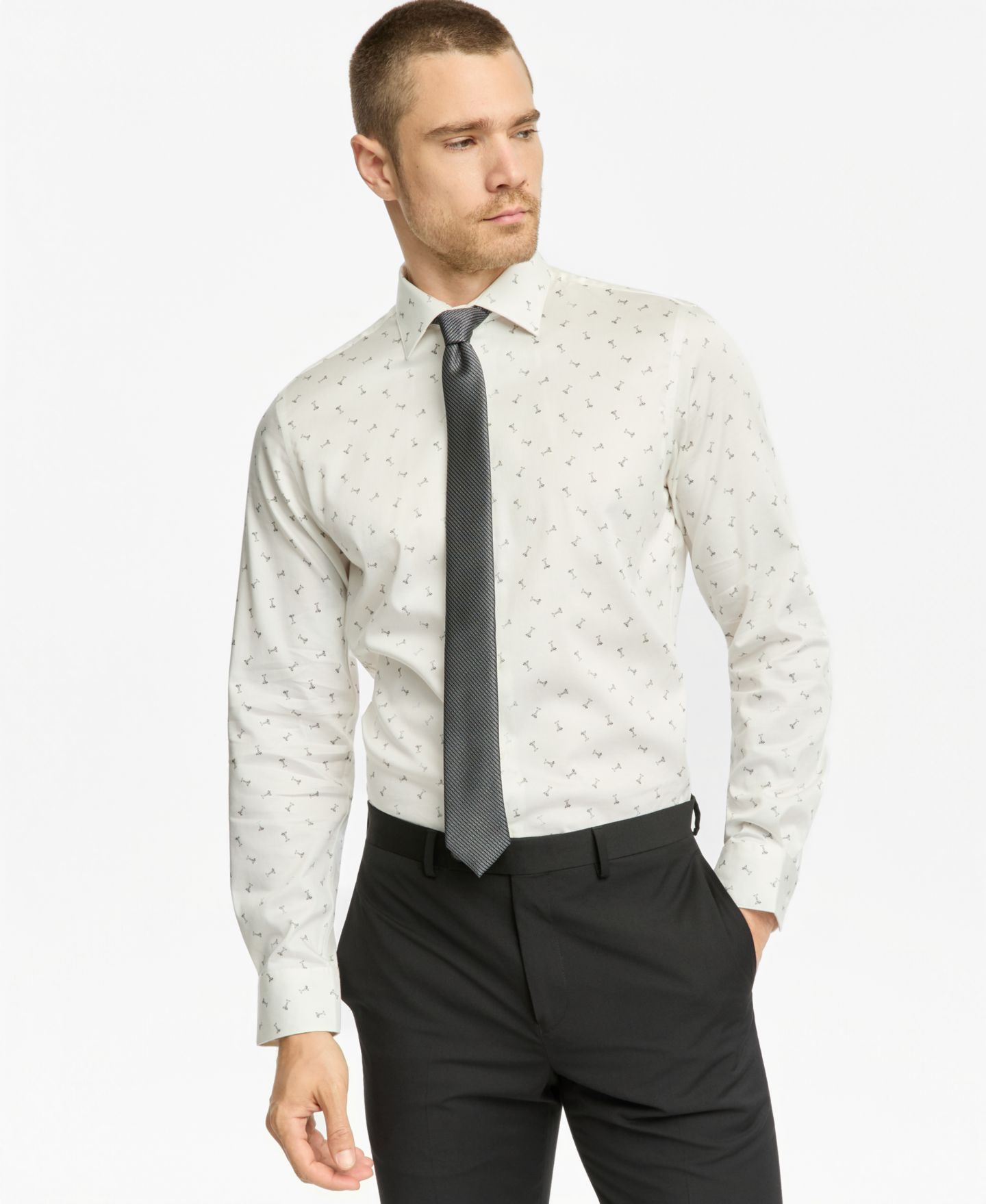 Мужская рубашка Bar III Dress Shirt & Thorton Stripe Skinny Tie, цвет: Чёрный — фото 3