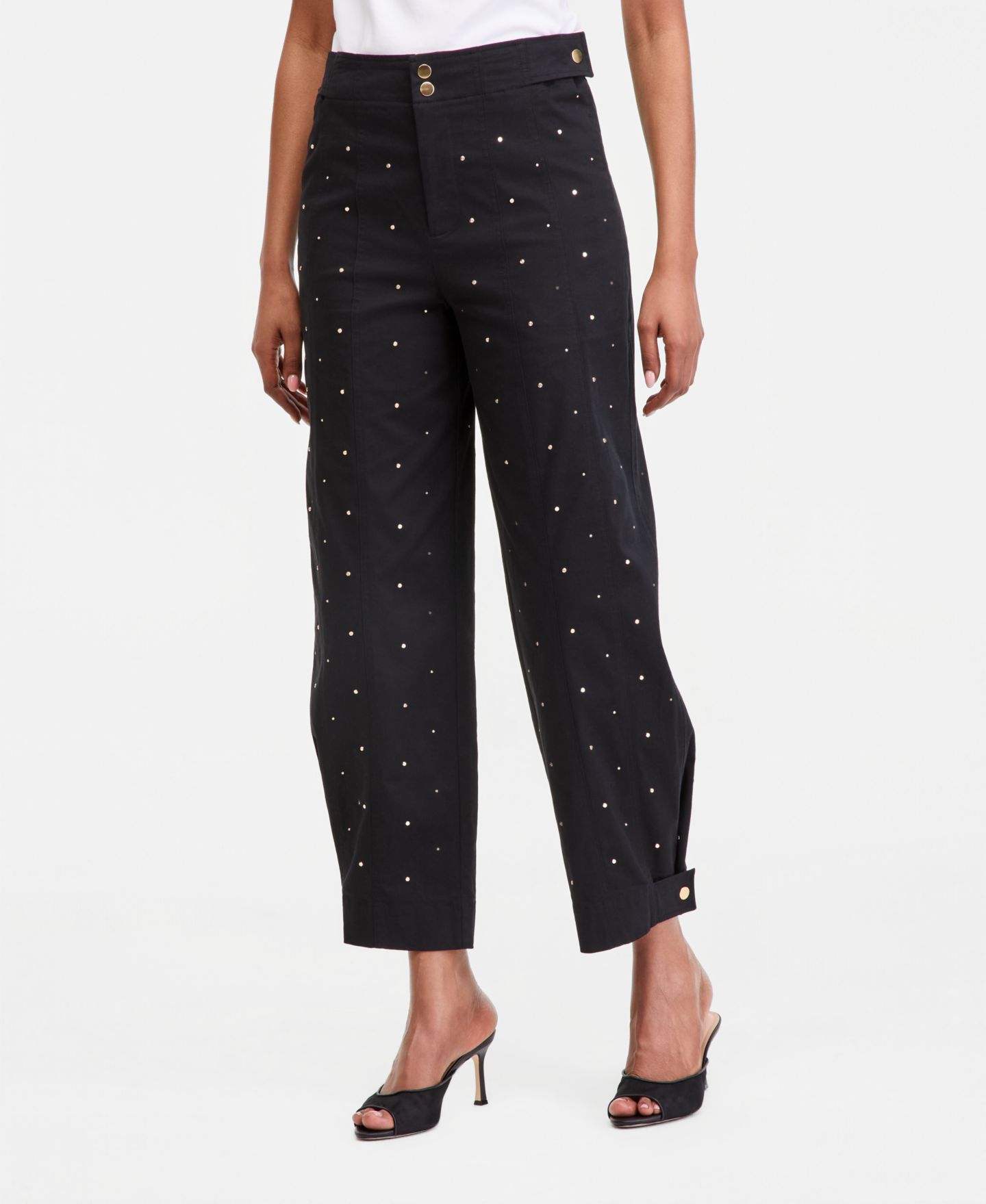 Женские брюки I.N.C. International Concepts Studded Tapered, цвет: Глубокий чёрный — фото 1