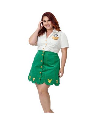 Plus Size Scallop Hem Corduroy Mini Skirt