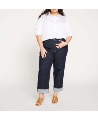 Women's Plus size Stevie High Rise Cuffed Straight Leg Jeans