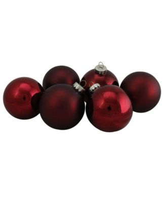 6 Count 2- Finish Glass Ball Christmas Ornaments 80mm Set, 3.25"