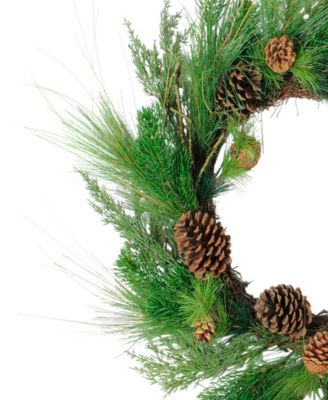 24" Pine Cones and Mixed Pine Needles Christmas Wreath - Unlit