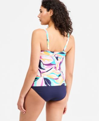 Women's Underwire Surplice Tri Printed Tankini Top