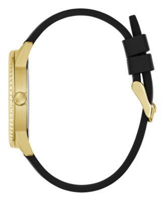 Men's Gold-Tone Black Silicone Watch, 40mm