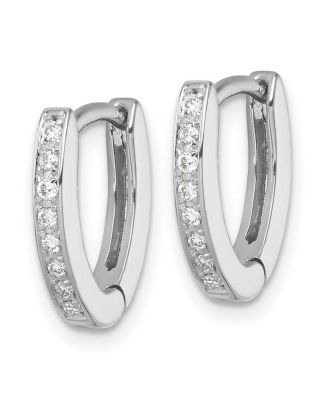 18k Yellow or White Gold 0.16cttw Diamond Wishbone Hoop Earrings -15x12mm .16 dwt