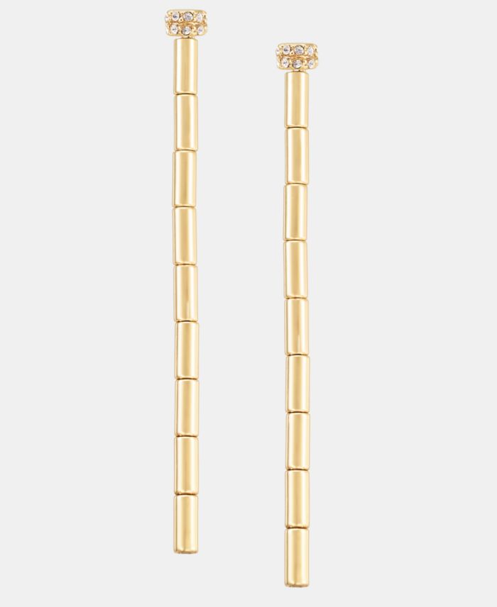 Lauren Ralph Lauren Pav&eacute; Bead Textured Linear Drop Earrings