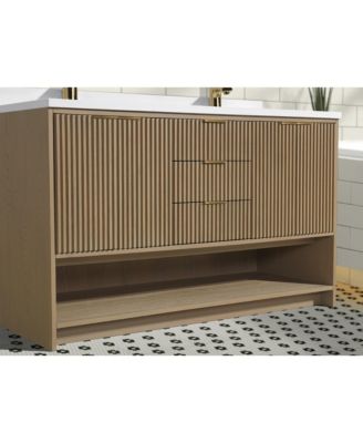 San Diego 55" Freestanding Vanity, Oak Finish