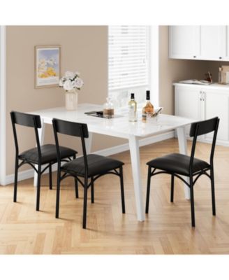 Set of 4 Modern Upholstered Dining Chairs, Ergonomic High Back, Steel Legs, Comfortable Seat, 140kg Capacity, for Kitchen