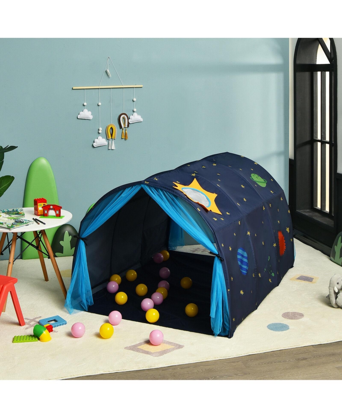 Hongge Kids Galaxy Starry Sky Dream Portable Play Tent with Double Net Curtain