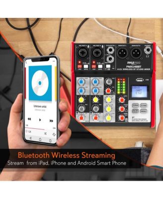 4-Ch. Bluetooth Studio DJ Mixer System with USB Interface and LCD Display (PMXU48BT)