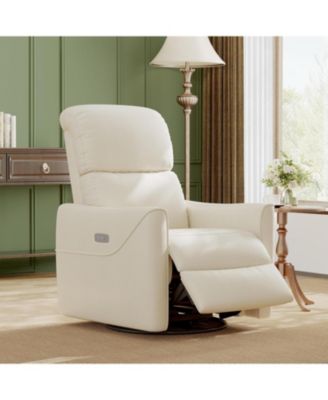 Power Swivel Glider Recliner Chair, PU Leather, Electric Rocker with Lumbar Support, USB Port, Nursery/Living Room