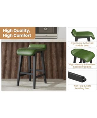 Set of 2 Modern 26.2" Counter Height Bar Stools, Upholstered Kitchen Stools with Wood Legs
