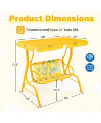 2 Seater Kids Patio Swing with Metal Stand and Adjustable Canopy