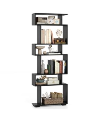 6-Tier Geometric Bookshelf with 2 Anti-Tipping Kits for Home