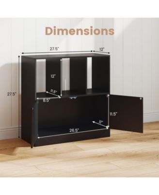 3-Cube Bookcase with Doors 3-Tier Cubic Bookshelf with Open Compartments