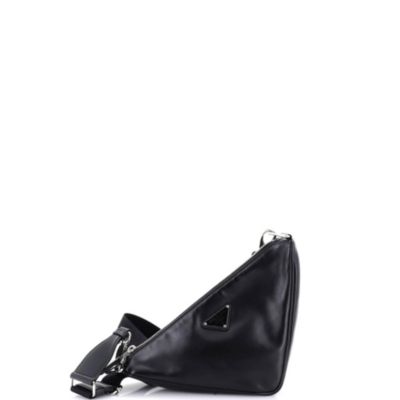 Small Triangle Logo Zip Crossbody Bag Soft Leather