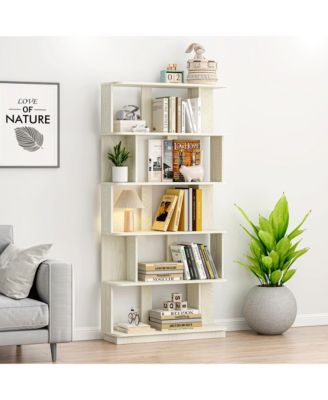 5 Tier Wood Modern Open Storage Feature Bookcase