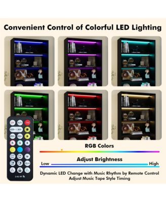 5-Layer Bookshelf, Heavy Duty Free-Standing Bookcase with LED Lighting, Storage Shelves for Living Room, Home Office