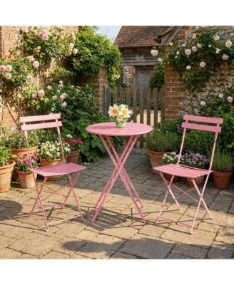 3-Piece Folding Bistro Set, 2 Chairs and 1 Table, Weather-Resistant Outdoor/Indoor Conversation Set