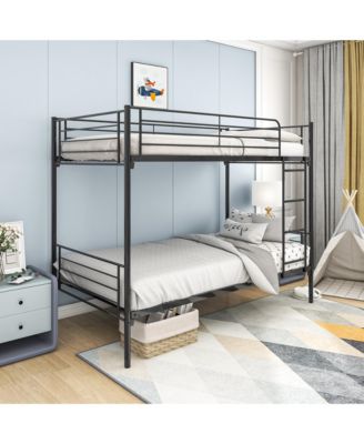 Twin Over Twin Metal Bunk Bed Ladder Storage No Box Spring