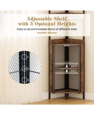  Tier Corner Bookcase with Cabinet Storage Shelf