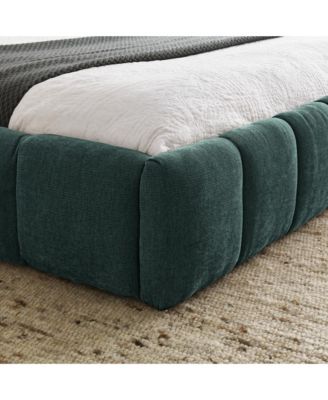 Queen Size Chenille Grounded Bed Frame Headboard