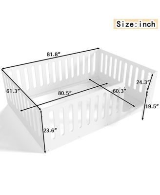 Solid Wood Floor Bed, Sturdy Kids Bed Frame with Full Guardrails and Door, Low-Profile Design for Boys Girls, No Box Spring Needed