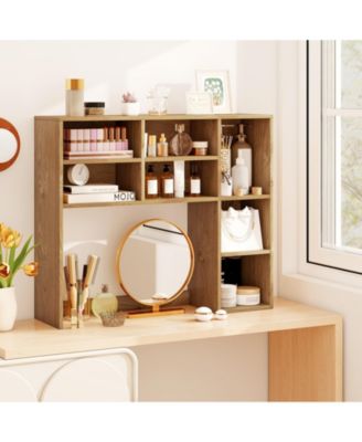 Desktop Bookshelf with 7 Open Cubbies and 3 Adjustable Shelves