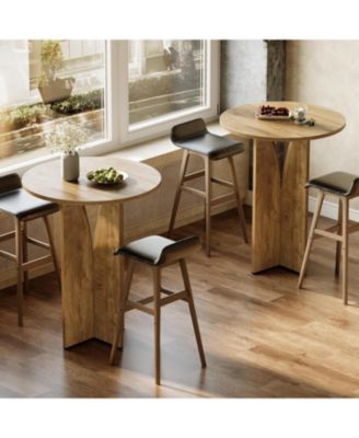 Round Bar Table, 39.37'' H Counter Height Cocktail Table, Wooden High Top Home Bar Unit