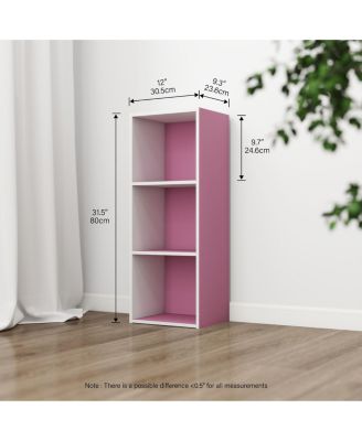 3 Cube Decorative Bookshelf Open Bookcase Toy Storage Organizer Horizontal Vertical, Pink