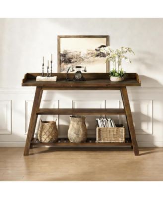Solid Wood Entryway Table, 45" Narrow Console Table, 3-Tier Farmhouse Behind Couch Sofa Table