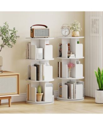 3-Tier Rotating Bookshelf with Dividers and Anti-falling
