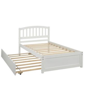 Twin Size Wood Platform Bed With Trundle Pine Wood No Box Spring