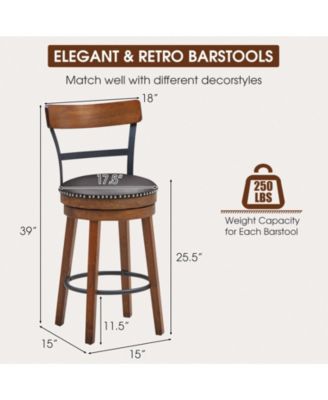 Set of 2 Swivel Counter Height Bar Stools