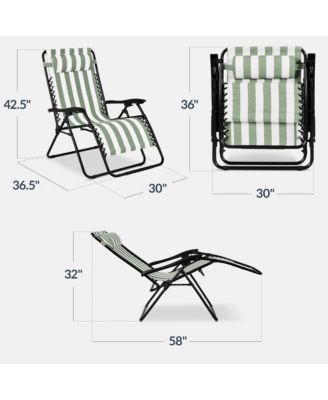 Set of 2 Extra Wide Zero Gravity Lounge Chair Recliners w/ Cup Holder