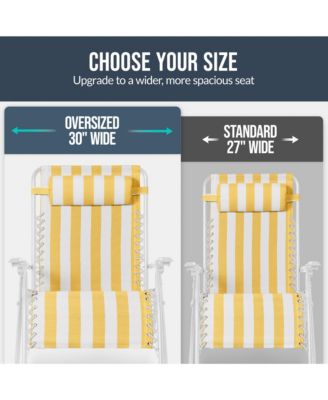 Set of 2 Extra Wide Zero Gravity Lounge Chair Recliners w/ Cup Holder