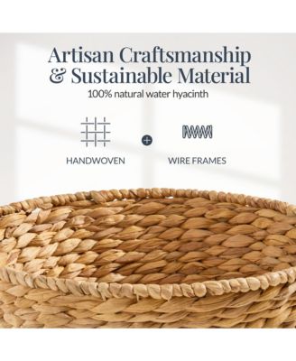 Easter Basket, Large Woven Easter Basket for Kids w/ Collapsible Handle, Tapered Shape