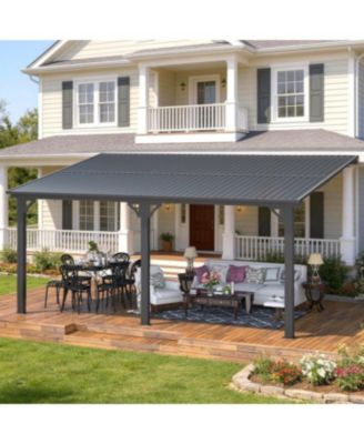 16x10 Outdoor Hardtop Gazebo Adjustable Height (6.5-9.8Ft) Pergola for Patio