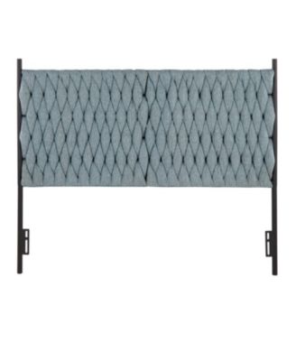 Fabric Queen Headboard with Black Metal Frame and Braided Tufting