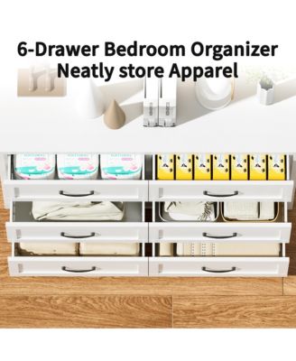 6 Drawer Dresser for Bedroom - Modern Metal Storage Chest with Smooth-Glide Drawers and Adjustable Leveling Feet for Hallway, Entryway
