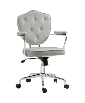 Cute Home Office Chair with Button Tufted Velvet-Feel Fabric