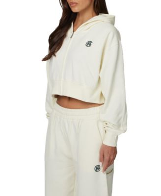 Women's Cropped Zipped Halftone Hoodie