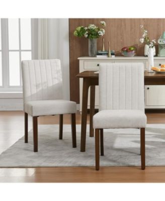 Parsons Button Tufted Dining Chairs Set of 2,Upholstered Fabric Kitchen Chairs with Wood Legs and Padded Seats,Living Room Kitchen