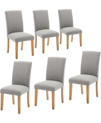 Dining Chairs Set of 6, Upholstered Fabric Chairs with Wood Legs