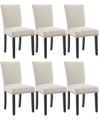 Parsons Dining Chairs Set of 6, Upholstered Fabric Chairs with Nailhead Trim.