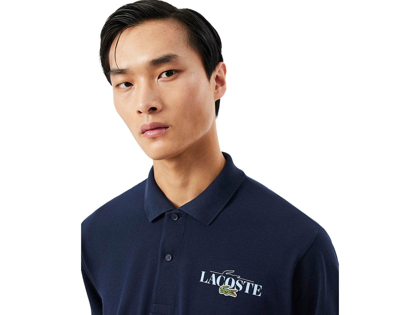 Мужское поло Lacoste Classic-Fit Printed Polo Shirt, цвет: Тёмно-синий — фото 3