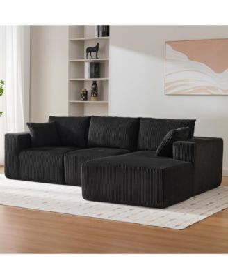 108" L-Shaped Modular Sectional Sofa, 3-Piece Corduroy Cloud Couch with Right Facing Chaise and Armrests, No Assembly